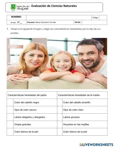 Evaluación de ciencias naturales 3