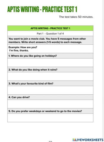 Certifications: Aptis writing part 1 exercise 1