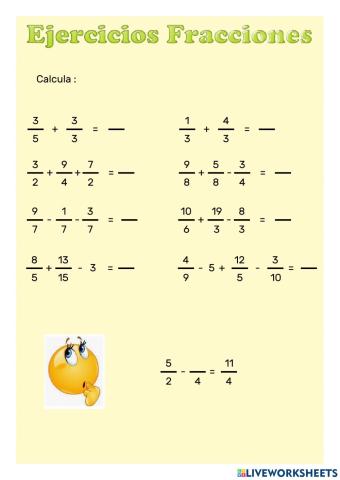 Suma y resta fracciones