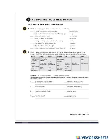 Adjusting to a new place