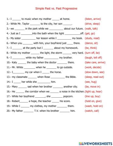 Simple Past Vs Past Progressive