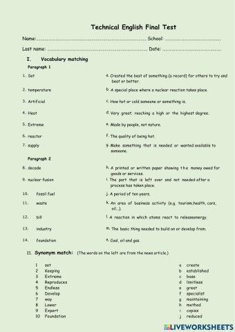 Technical English Test