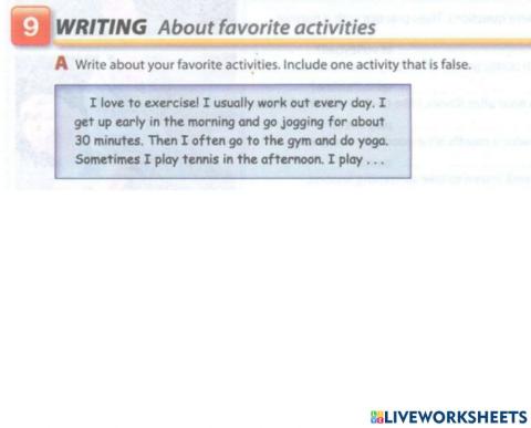 Writing activity