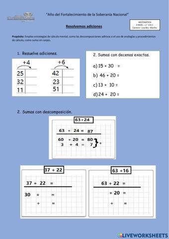 Sumas con descomposición