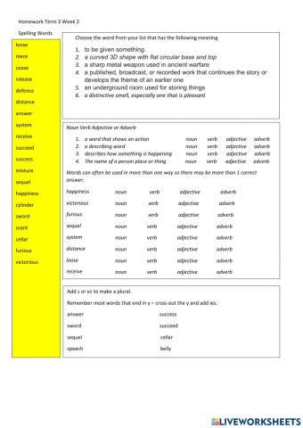 Homework Term 3 Week 2