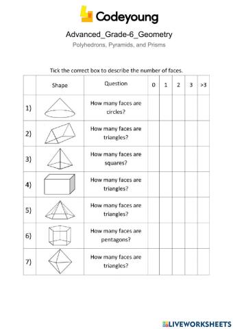 Polyhedrons, Pyramids, and Prisms Advanced