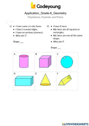 Polyhedrons, Pyramids, and Prisms Application