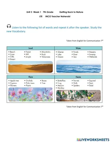 Unit 3 Week 1 Listening Getting back to nature