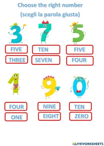 Choose by numbers 0-10