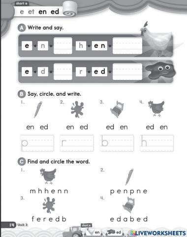 Short e: 'en' and 'ed'