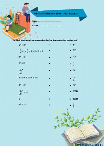 Exponent pretest worksheet
