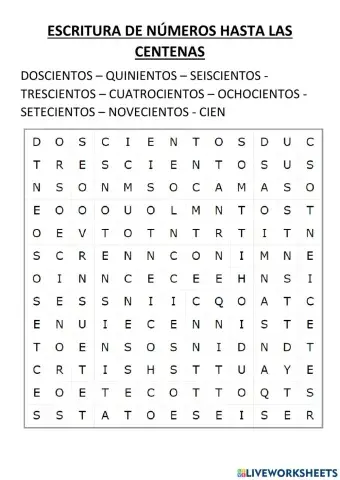 Escritura de números hasta centenas