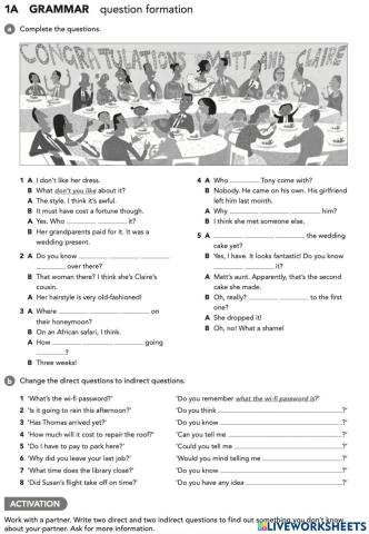 EF Upper-Intermediate 1A grammar question formation