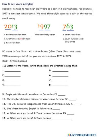 Different numbers in English (part 2)