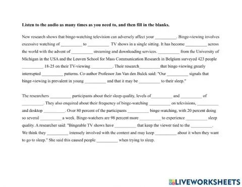 TV-Binge-watching Dication Exercise