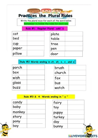 Phiếu bài tập danh từ số nhiều 03