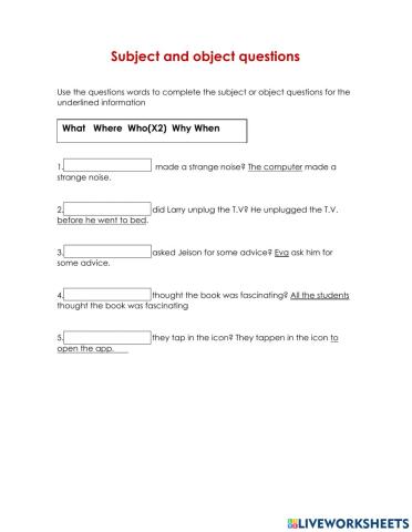 Subject and object questions