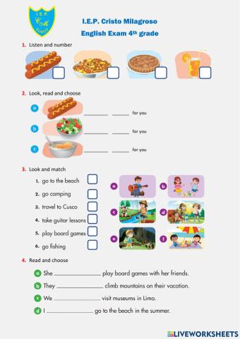 Bimonthly Exam - 4st grade