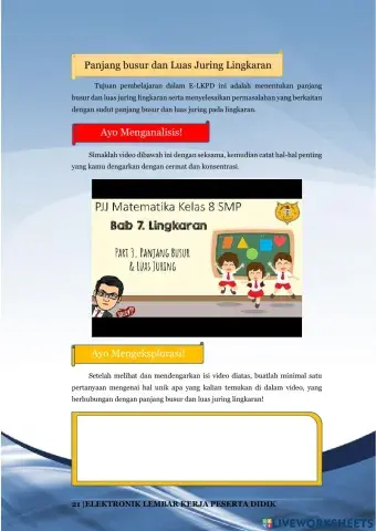 Lembar Kerja Peserta Didik 4 “Panjang Busur dan Luas Juring Lingkaran”