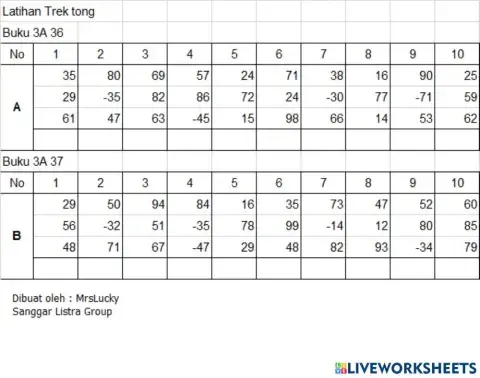 Latihan puluhan 3 baris