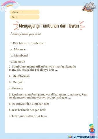 Menyayangi Tumbuhan dan Hewan
