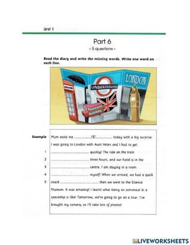 Flyers Skill Buidler book 2 R&W part 6-7 Unit 1