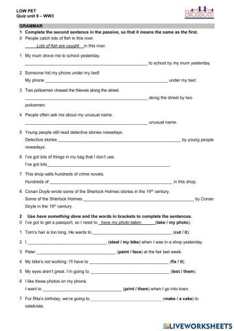 Quiz unit 8 - grammar - Wider World 3