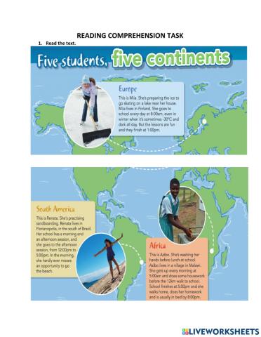 Reading comprehension task