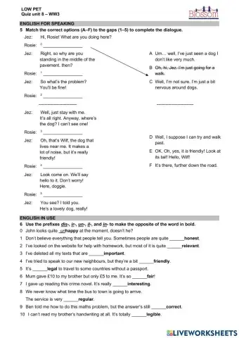 Quiz unit 8 - uoe - Wider World 3