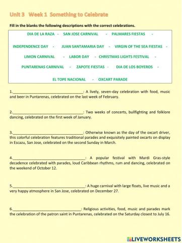 Celebrations in Costa Rica