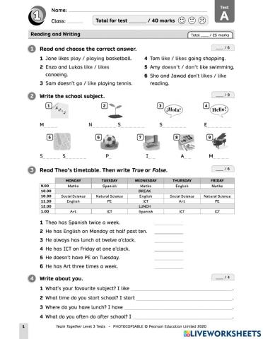 Team Together 3 Test Unit 1