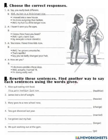 Describing people's changes