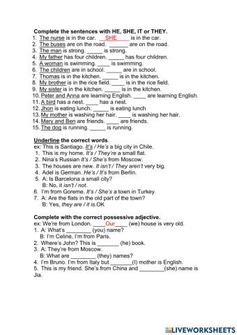 Personal pronouns - possessive adjectives