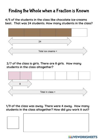 Finding Whole when Fraction Known