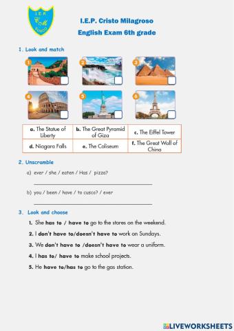 Bimonthly English Exam 6th