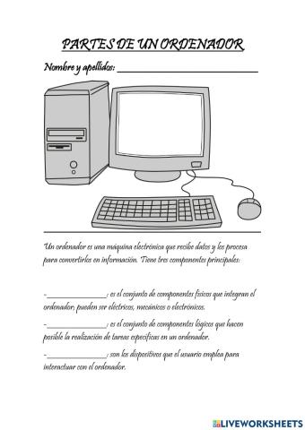 Ficha 'Partes de un ordenador'