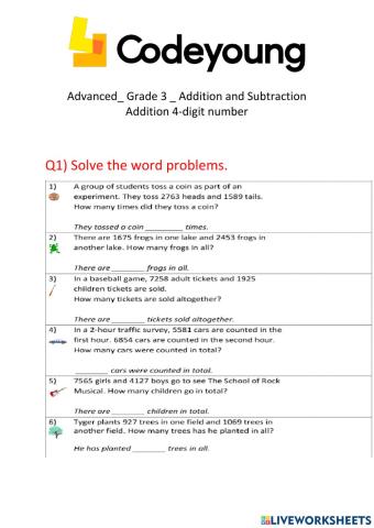 Addition word problems