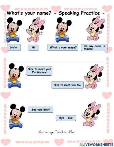 Speaking Practice - What's your name? Kids.