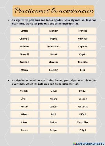 Practicamos la acentuación