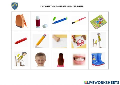Spelling bee 2022 -pre kinder