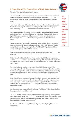 A Fatter World, Yet Fewer Cases of High Blood Pressure