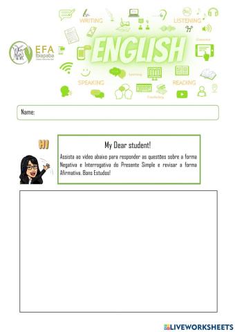 Activity: Negative and Interrogative forms of the Simple Present