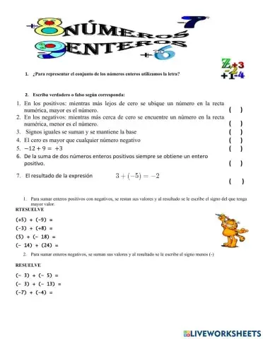 Suma y resta de nùmeros enteros