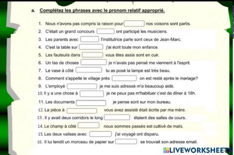 Les Pronoms Relatifs Composés