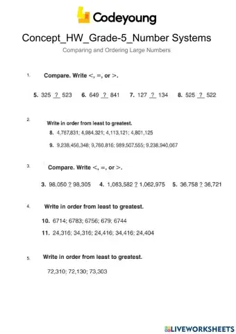 Concept-HW-Comparing and Ordering Large Numbers