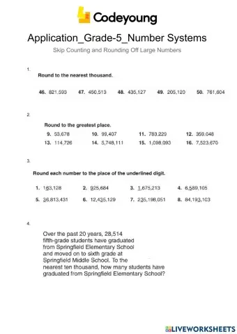Application-Skip Counting and Rounding Off Large Numbers