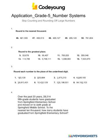 Application-Skip Counting and Rounding Off Large Numbers