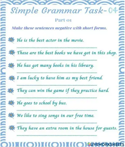 Simple Grammar Task 04