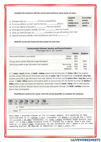 Vocabulary and grammar