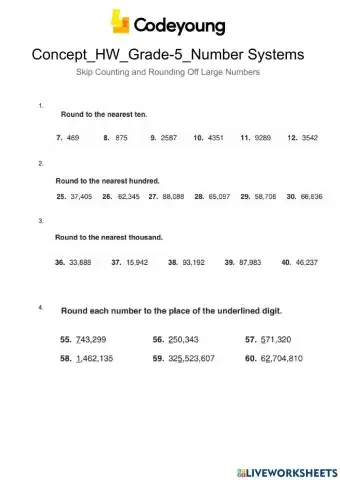 Concept-HW-Skip Counting and Rounding Off Large Numbers